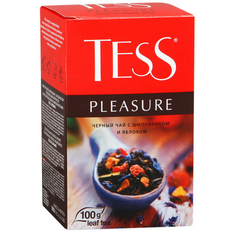 Чай "Тесс" Pleasure черный с шиповником и яблоком 100 гр.
